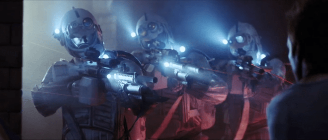 The hazmats - my favourite bit of The Divide.